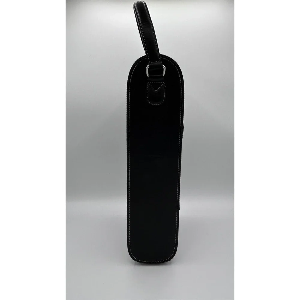 FOSSIL Wine Bottle Case Black Pebble Leather Two Bottle Carrier Travel Vacation